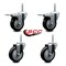 Service Caster 4 Inch Black Polyurethane Swivel 34 Inch Threaded Stem Caster Set 2 Total Lock Brakes SCC-TSTTL20S414-PPUB-BLK-34212-2-S-2 - alternate 2